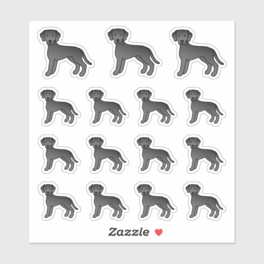Black Labrador Retriever Cute Cartoon Dogs Sticker (Vel)