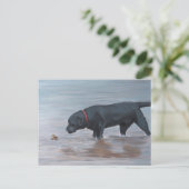 Black Labrador Retriever Dog Art Briefkaart (Staand voorkant)