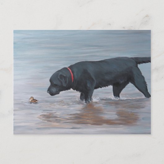 Black Labrador Retriever Dog Art Briefkaart (Voorkant)