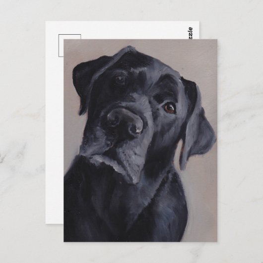 Black Labrador Retriever Dog Art Briefkaart (Voorkant / Achterkant)