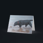 Black Labrador Retriever Dog Art Wenskaart Aankondiging<br><div class="desc">Dit wenskaart is voorzien van een reproductie van mijn originele oliesschilderij van een zwart lab en eendenend.</div>