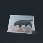 Black Labrador Retriever Dog Art Wenskaart Aankondiging<br><div class="desc">Dit wenskaart is voorzien van een reproductie van mijn originele oliesschilderij van een zwart lab en eendenend.</div>