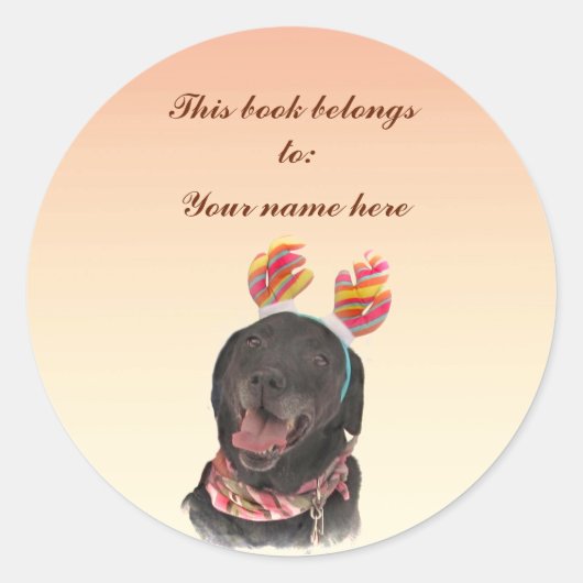 Black Labrador Retriever Dog Bookplaat Ronde Sticker (Voorkant)