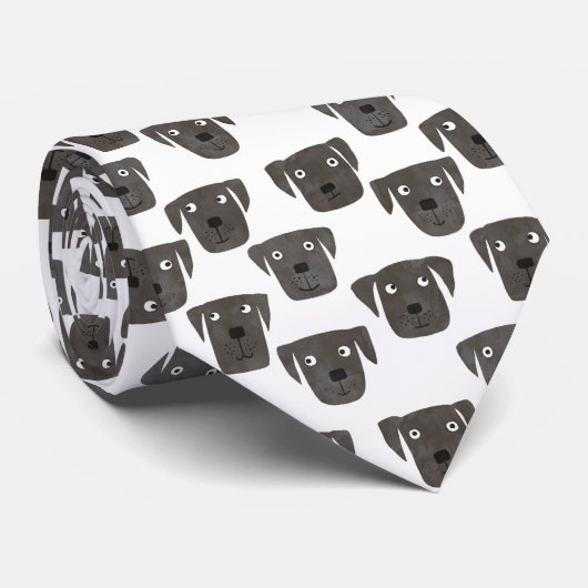 Black Labrador Retriever Dog Cute Pattern Stropdas (Opgerold)
