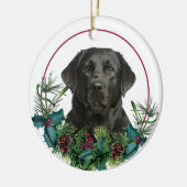 Black Labrador Retriever Dog Evergreen Wreath Keramisch Ornament (Links)