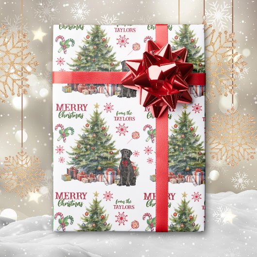 Black Labrador Retriever Dog Holiday Tree Cadeaupapier