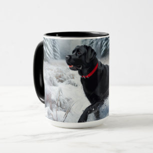 Black Labrador Retriever Dog in de Mok van de wint