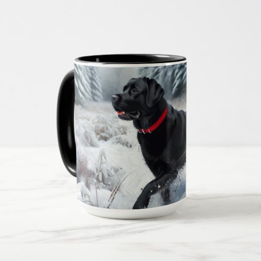 Black Labrador Retriever Dog in de Mok van de wint (Voorkant links)
