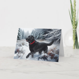 Black Labrador Retriever Dog in de Snow Kaart