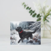 Black Labrador Retriever Dog in het Snow Briefkaar Briefkaart (Staand voorkant)