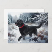 Black Labrador Retriever Dog in het Snow Briefkaar Briefkaart (Voorkant / Achterkant)