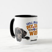 Black Labrador Retriever Dog Je maakt Mijn Staart Mok (Voorkant links)