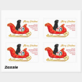 Black Labrador Retriever Dog kerstkledij Rechthoekige Sticker (Vel)