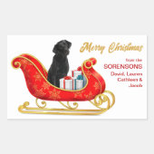 Black Labrador Retriever Dog kerstkledij Rechthoekige Sticker (Voorkant)