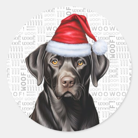 Black Labrador Retriever Dog Kerstmis Ronde Sticker (Voorkant)