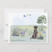 Black Labrador Retriever Dog Monogram & naam Notitiekaartje (Voorkant)