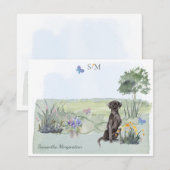 Black Labrador Retriever Dog Monogram & naam  Notitiekaartje (Voorkant / Achterkant)