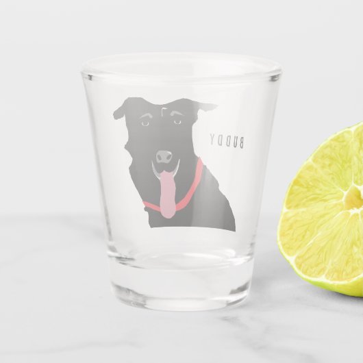 Black Labrador Retriever Dog Monogram Naam Shot Glas (Achterkant)
