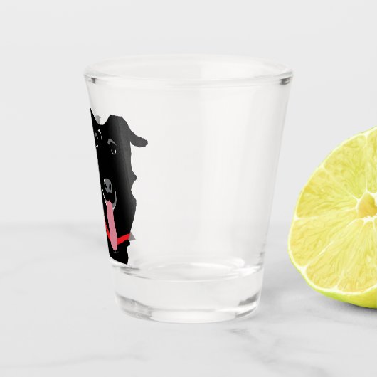 Black Labrador Retriever Dog Monogram Naam Shot Glas (Rechts)