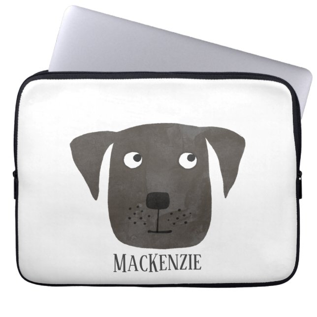 Black Labrador Retriever Dog Name Laptop Sleeve (Voorkant)