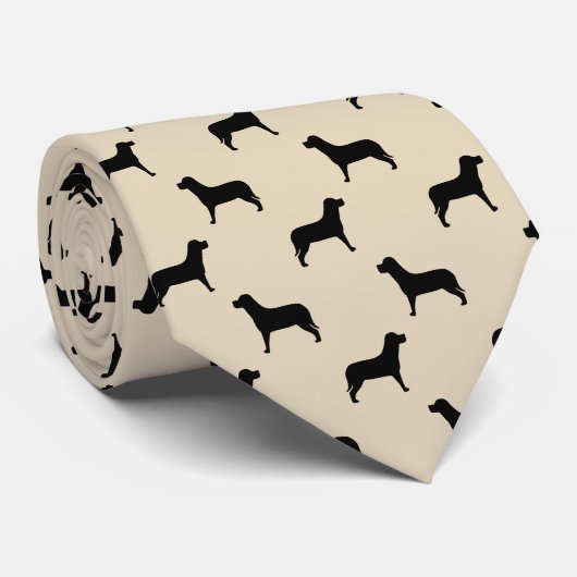 Black Labrador Retriever Dog Pattern (beige) Stropdas (Opgerold)
