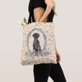 Black Labrador Retriever Dog Paw Print & Dog Bone Tote Bag (Dichtbij)