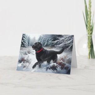 Black Labrador Retriever Dog Snow Holiday Kaart