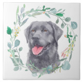 Black Labrador Retriever Dog Waterverf Wreate Tegeltje (Voorkant)