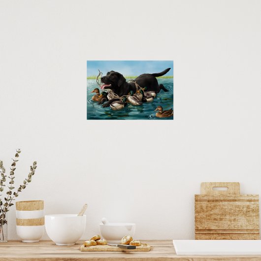 Black Labrador Retriever, Duck Hunters Poster (Keuken)
