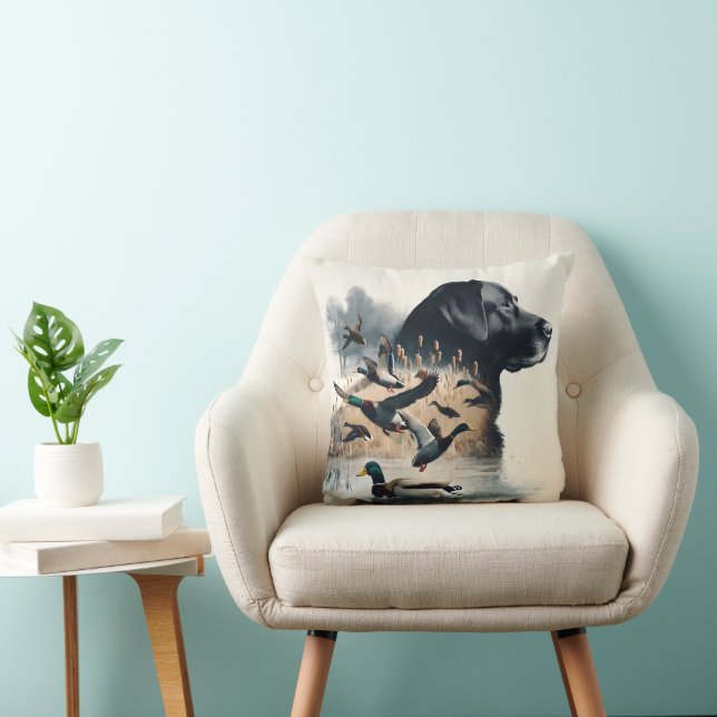 Black Labrador Retriever en Eenden Kussen (Stoel)