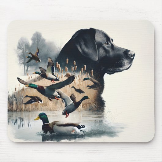 Black Labrador Retriever en Eenden Muismat (Voorkant)