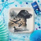 Black Labrador Retriever en Eenden Papieren Bordje (Feest)