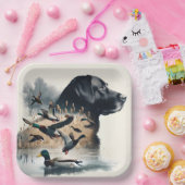 Black Labrador Retriever en Eenden Papieren Bordje (Feest)