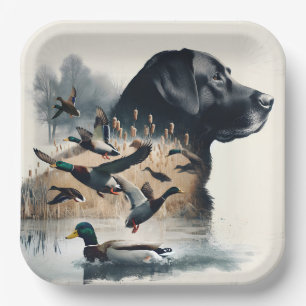 Black Labrador Retriever en Eenden Papieren Bordje