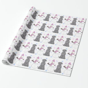 Black Labrador Retriever en Snowman Cadeaupapier