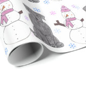Black Labrador Retriever en Snowman Cadeaupapier (Rol Hoek)