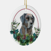 Black Labrador Retriever Evergreen Berry Wreath Keramisch Ornament (Rechts)