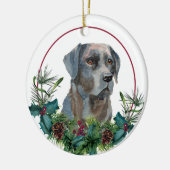Black Labrador Retriever Evergreen Berry Wreath Keramisch Ornament (Links)