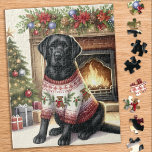 Black Labrador Retriever Feestelijke Kersthond Legpuzzel<br><div class="desc">Op zoek naar een leuke en boeiende activiteit om te delen met uw familie dit vakantieseizoen? Zoek niet verder dan onze puzzel collectie met speelse Labrador Retrievers! Als hondenliefhebber, zult u de verscheidenheid van design aanbidden die wij aanbieden, met inbegrip van schattige en knuffelige puppies, beminnelijk geel, chocolade, en zwarte...</div>