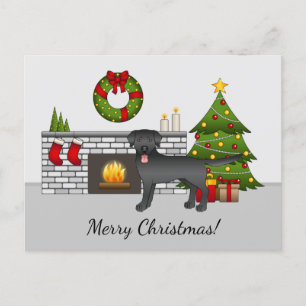 Black Labrador Retriever - feestelijke kerstruimte Briefkaart