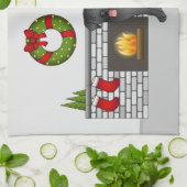 Black Labrador Retriever - feestelijke kerstruimte Theedoek (Gevouwen)