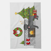 Black Labrador Retriever - feestelijke kerstruimte Theedoek (Verticaal)