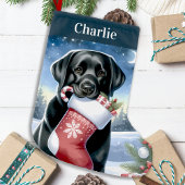 Black Labrador Retriever Feestelijke Puppy Hond Kleine Kerstsok