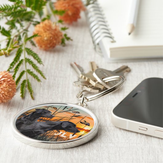 Black Labrador Retriever gepersonaliseerd Sleutelhanger (Zijkant)