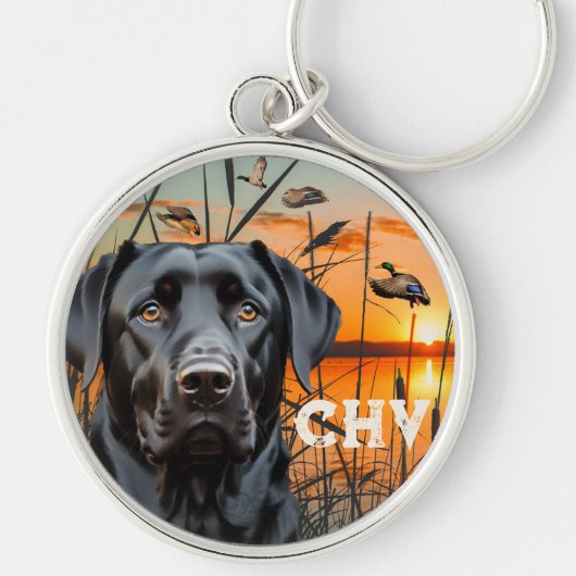 Black Labrador Retriever gepersonaliseerd Sleutelhanger (Voorkant)