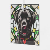 Black Labrador Retriever "Glas in lood" Glas Ornament (Voorkant links)