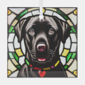 Black Labrador Retriever "Glas in lood" Glas Ornament (Voorkant)