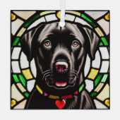 Black Labrador Retriever "Glas in lood" Glas Ornament (Achterkant)