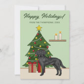 Black Labrador Retriever Green Feestelijke Kerst Feestdagenkaart (Voorkant)