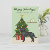 Black Labrador Retriever Green Feestelijke Kerst Feestdagenkaart (Staand voorkant)